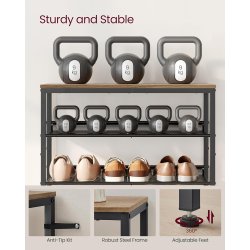 Skoreol med 4 hylder - skostativ med metalhylder - brun