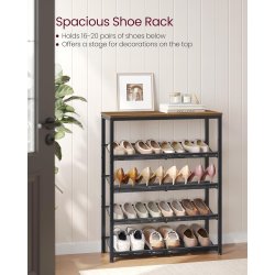 Skoreol med 4 hylder - skostativ med metalhylder - brun