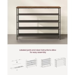 Skoreol med 4 stofhylder - skostativ med hylder - rustik brun