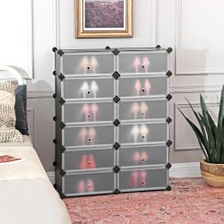 Skoskab i plast - rektangul�rt opbevaringsskab med 12 rum - sort