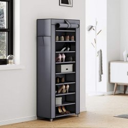 Skoskab med 10 hylder til 27 sko - 160 x 58 x 28 cm - gr