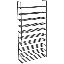 Skoreol - delbart skostativ med 10 hylder - sort 92 x 30 x 194
