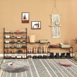 Skoreol - delbart skostativ med 10 hylder - sort 92 x 30 x 194