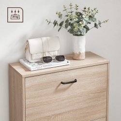 Skoskab med 2 skuffer - skoreol med 2 rum - eg brun