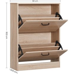 Skoskab med 2 skuffer - skoreol med 2 rum - eg brun