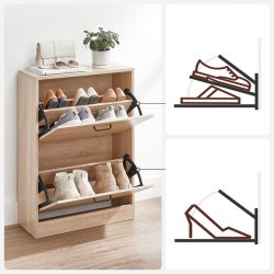 Skoskab med 2 skuffer - skoreol med 2 rum - eg brun