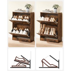 Skoskab med 2 skuffer - skoreol med 2 rum - rustik brun