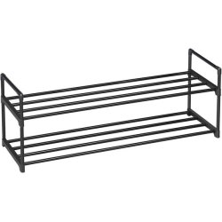 Skoreol - skostativ i sort metal med 2 hylder - 92 x 30 x 34