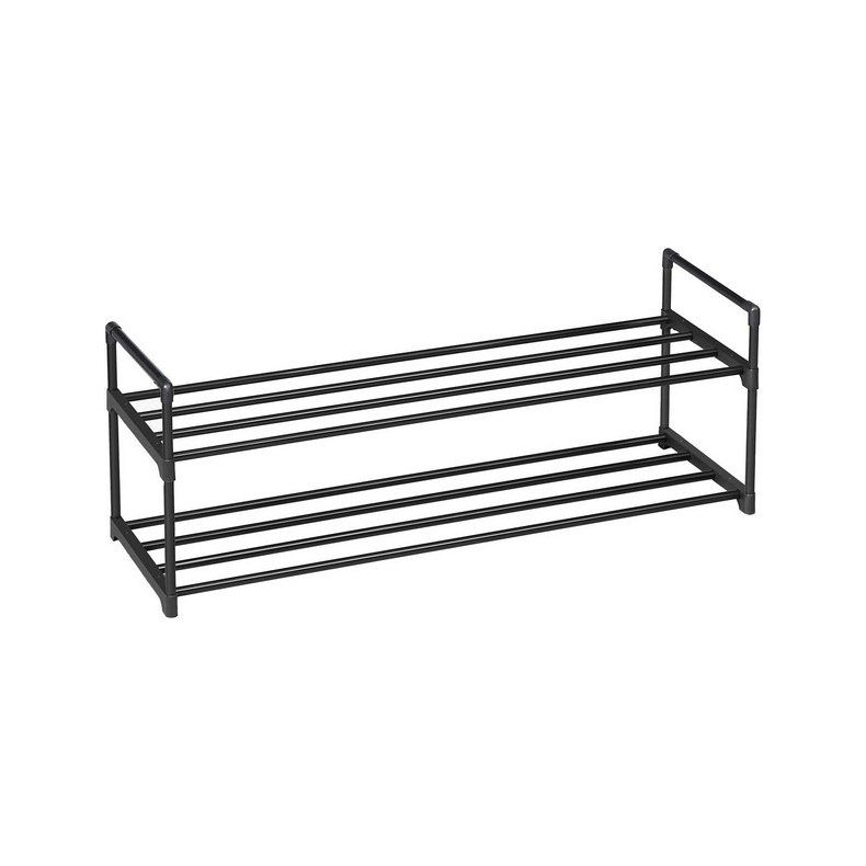 Skoreol - skostativ i sort metal med 2 hylder - 92 x 30 x 34