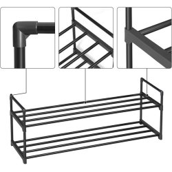 Skoreol - skostativ i sort metal med 2 hylder - 92 x 30 x 34