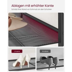 Skoreol med 3 hylder - skostativ med metalhylder - rustik brun