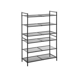 Skoreol med 3 hylder - stabelbart skostativ - sort metal