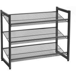 Skoreol med 3 trdhylder - skoreol med 3 skohylder - sort metal