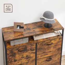 Skoskab med 4 rum - skoreol med 4 skuffer - rustik brun