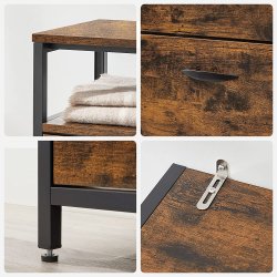 Skoskab med 4 rum - skoreol med 4 skuffer - rustik brun