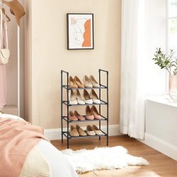 Skoreol - skostativ i metal med 4 gr stofhylder - 45x28x80