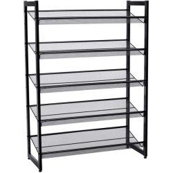 Skoreol med 5 trdhylder - skoreol med 5 skohylder - sort metal