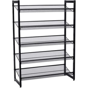 Skoreol med 5 trdhylder - skoreol med 5 skohylder - sort metal