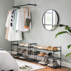 Skoreol med 6 hylder - st med 2 x 3 hylder - sort 92 x 30 x 54