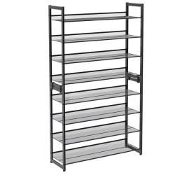 Skoreol med 8 hylder - st med 2 x 4 skohylder - sort metal