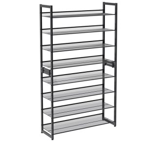 Skoreol med 8 hylder - st med 2 x 4 skohylder - sort metal