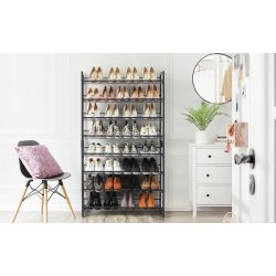 Skoreol med 8 hylder - st med 2 x 4 skohylder - sort metal