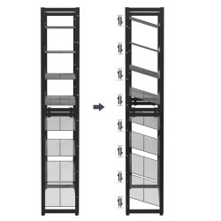 Skoreol med 8 hylder - st med 2 x 4 skohylder - sort metal