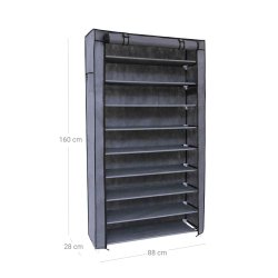 Skoreol med 10 hylder til 40 sko - 160 x 88 x 28 cm - gr