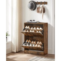 Skoskab med 2 skuffer - skoreol med 2 rum - rustik brun