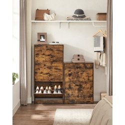 Skoskab med 2 skuffer - skoreol med 2 rum - rustik brun