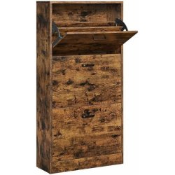 Skoskab med 3 skuffer - skoreol med 3 rum - rustik brun