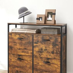 Skoskab med 4 rum - skoreol med 4 skuffer - rustik brun