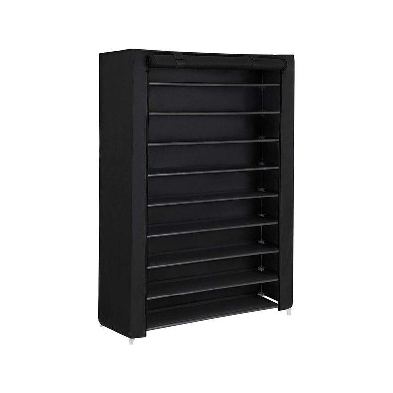Skoreol med 10 hylder til 50 sko - 162 x 100 x 28 cm - sort