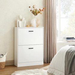 Skoskab med 2 skuffer - skoreol med 2 rum - hvid