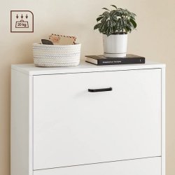 Skoskab med 2 skuffer - skoreol med 2 rum - hvid