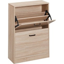 Skoskab med 2 skuffer - skoreol med 2 rum - eg brun