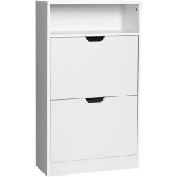 Skoskab med 2 skuffer - skoreol med 2 rum - hvid