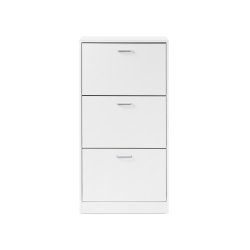 Skoskab med 3 skuffer - skoreol med 3 rum - hvid