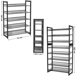 Skoreol med 5 trdhylder - skoreol med 5 skohylder - sort metal