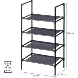 Skoreol - skostativ i metal med 4 gr stofhylder - 45x28x80