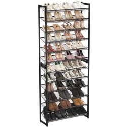 Skoreol med 12 hylder - st med 2 x 6 skohylder - sort metal