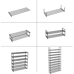 Skoreol - delbart skostativ med 10 hylder - sort 92 x 30 x 194