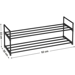 Skoreol - skostativ i sort metal med 2 hylder - 92 x 30 x 34
