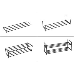 Skoreol - skostativ i sort metal med 2 hylder - 92 x 30 x 34