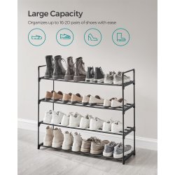 Skoreol - skostativ i sort metal med 4 hylder - 92 x 30 x 74