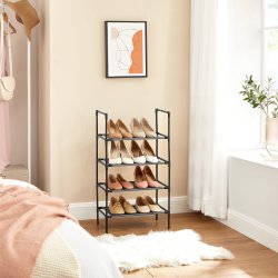 Skoreol - skostativ i metal med 4 sorte stofhylder - 45x28x80