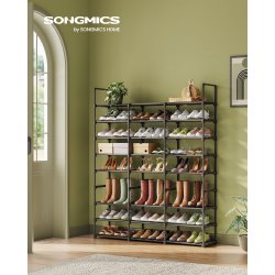 Skoreol med 24 hylder - stort justerbart skostativ - sort