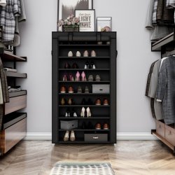 Skoreol med 10 hylder til 40 sko - 160 x 88 x 28 cm - sort