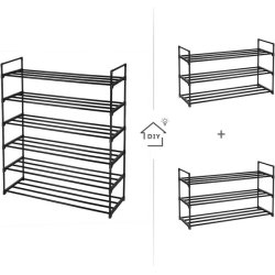 Skoreol med 6 hylder - st med 2 x 3 hylder - sort 92 x 30 x 54