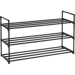 Skoreol med 6 hylder - st med 2 x 3 hylder - sort 92 x 30 x 54